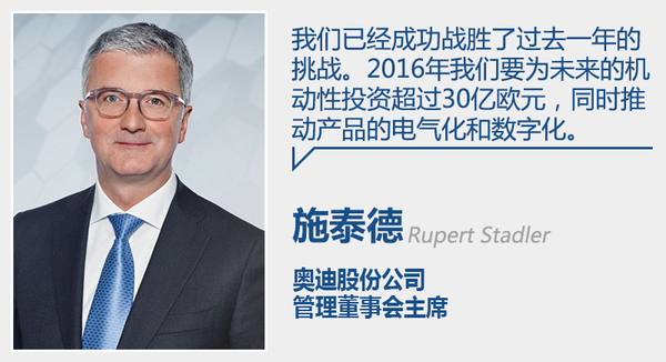 奧迪2015年度全球銷售收入增8.6% 達(dá)到584億歐元