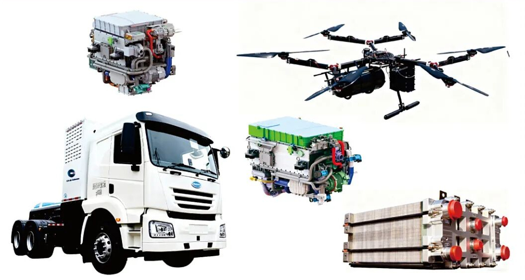 中科華悅氫能總部研發(fā)及氫燃料電池生產(chǎn)基地項(xiàng)目（圖為部分應(yīng)用領(lǐng)域產(chǎn)品展示）