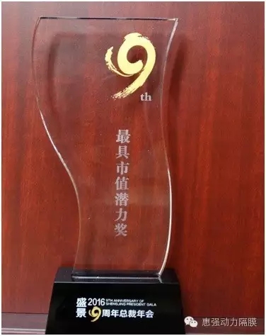 惠強(qiáng)新材獲 “2016年度盛景十大最具市值潛力”獎(jiǎng) 惠強(qiáng)新材獲 “2016年度盛景十大最具市值潛力”獎(jiǎng)