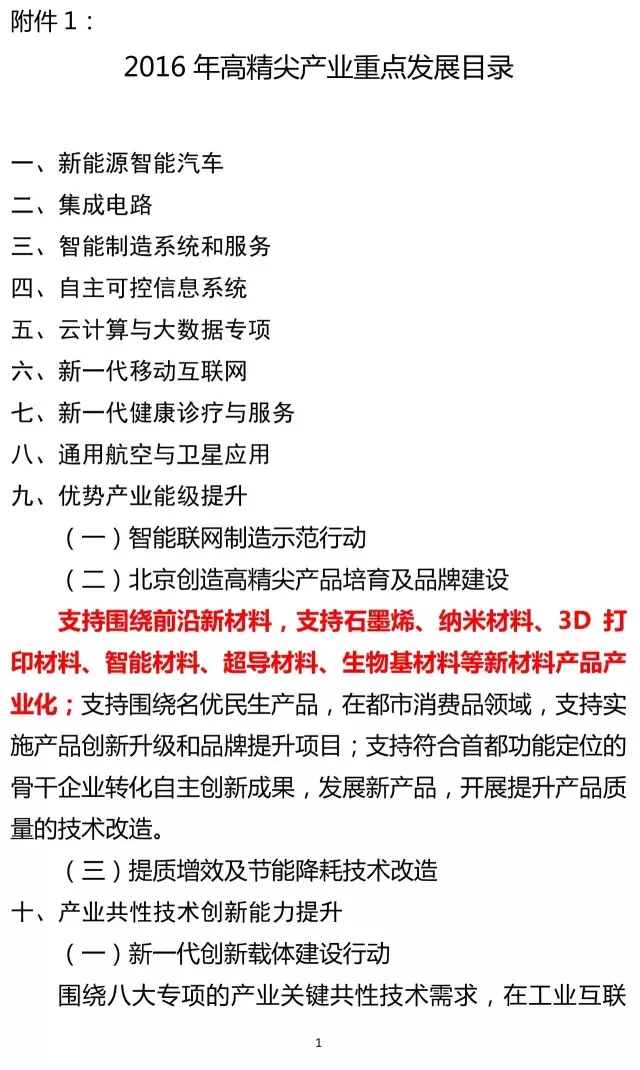 2016年北京高精尖產業發展重點支撐項目開始申報 石墨烯在列 2016年北京高精尖產業發展重點支撐項目開始申報 石墨烯在列