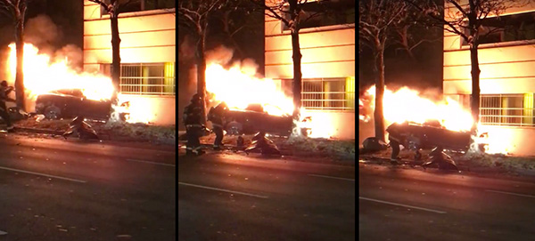 一輛ModelS在印第安納波利斯高速行駛下與樹撞擊,造成車輛起火 一輛ModelS在印第安納波利斯高速行駛下與樹撞擊,造成車輛起火