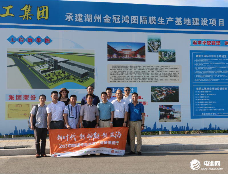 中國鋰電新能源產(chǎn)業(yè)鏈調(diào)研團一行參觀湖州金冠鴻圖隔膜科技有限公司