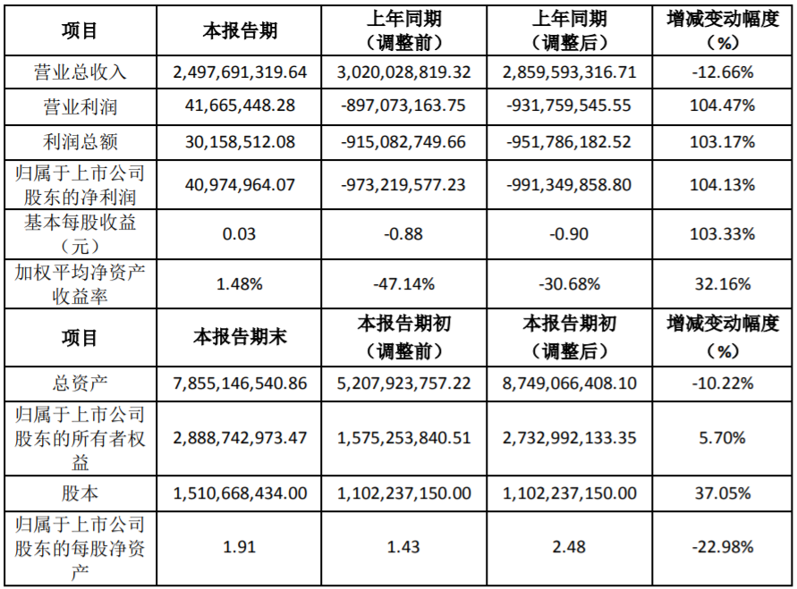 露笑科技2019年度主要財務數據和指標（單位：元）