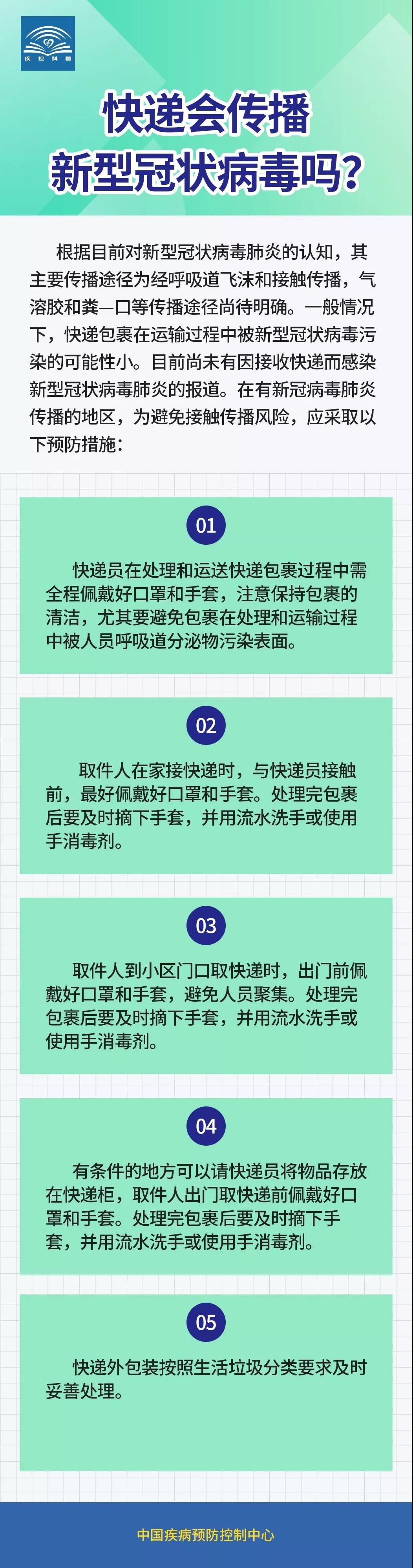 快遞會(huì)傳播新型冠狀病毒嗎？中國(guó)疾控中心發(fā)文詳解