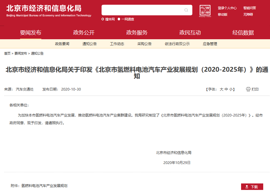 北京規劃2025年前氫燃料電池汽車推廣量突破1萬輛 建成加氫站74座