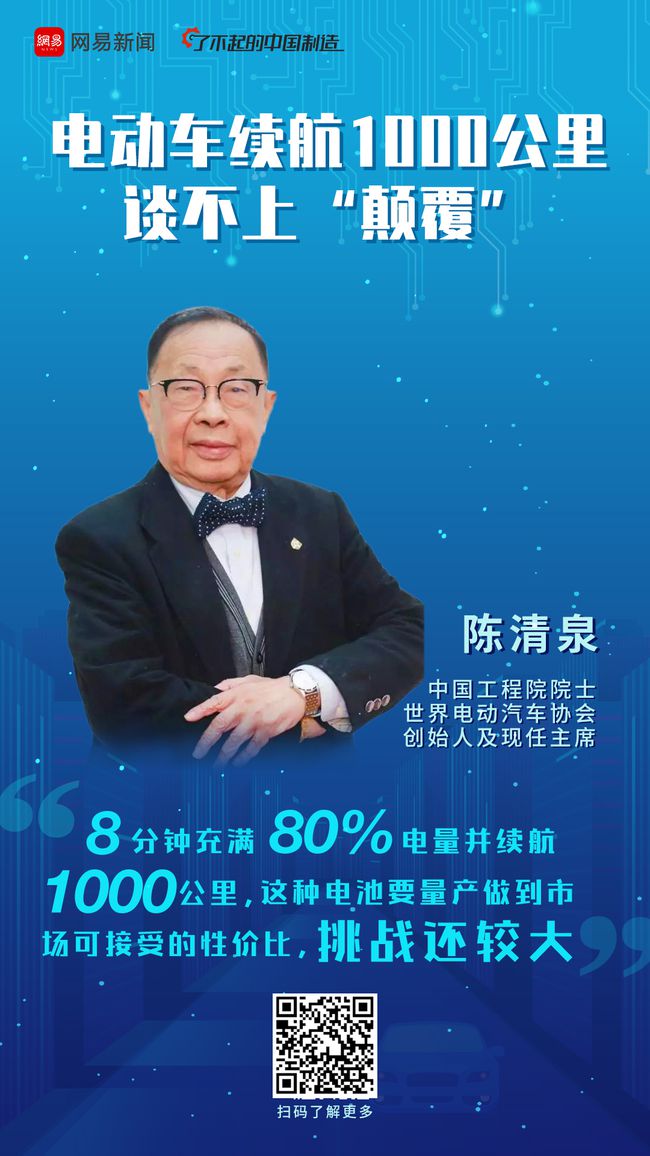 陳清泉院士：電動(dòng)車(chē)?yán)m(xù)航1000公里談不上“顛覆”