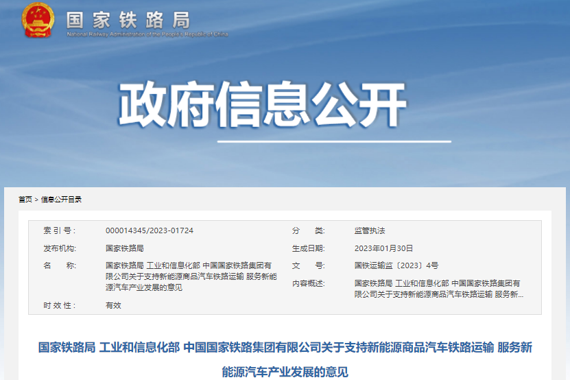 關于支持新能源商品汽車鐵路運輸 服務新能源汽車產業發展的意見 關于支持新能源商品汽車鐵路運輸 服務新能源汽車產業發展的意見