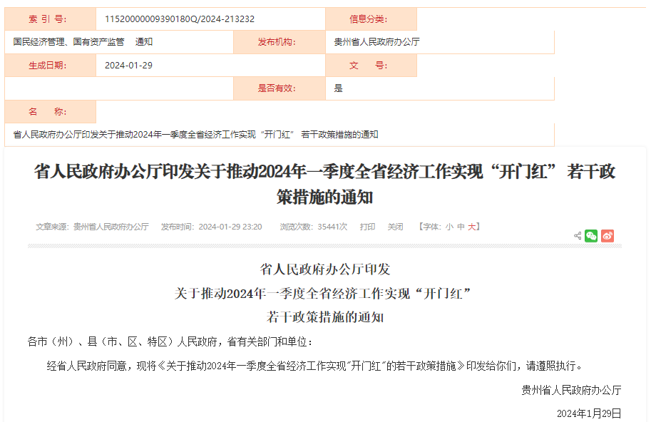 關于推動2024年一季度全省經濟工作實現“開門紅”的若干政策措施