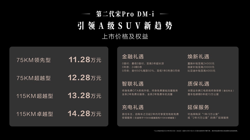 A級SUV油耗最低！第二代宋Pro DM-i上市 11.28萬元起